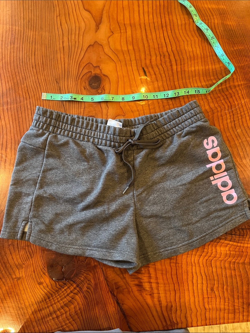 adidas Gray Athletic Shorts with Pink Logo